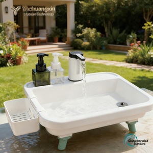 Lavabo portable d'extérieur avec distributeurs de savon et plateau de drainage, design moderne pour le camping - Product Image 4