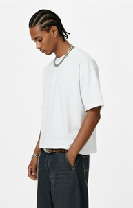 Camiseta Básica Lisa de Algodón Premium de 345G, Estilo Urbano, Corte Holgado, Manga Corta, Informal - Product Image 4
