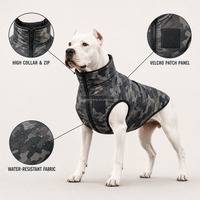 Gilet pour chien avec panneau à patch, col montant, fermeture éclair avant, résistant à l'eau, coupe-vent, matelassé, sans manches, pour chiens de taille moyenne à grande