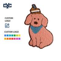 Parche de Tela Bordado de Chenilla con Diseño Original de Cachorro de Dibujos Animados, Parche de Chenilla de Poliéster con Animal de Dibujos Animados