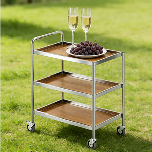 サテン仕上げステンレス製ケータリングカート シャンパントロリー 移動式シェルディスプレイコンソール 高級家具 スタイリッシュ 2026年新作 - Product Image 3