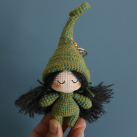 Nouvelle poupée elfe forestière au crochet fait main, porte-clés, figurine artisanale lourde, breloque de sac