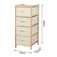 Commode en tissu avec cadre en bois, organisateur avec 4 tiroirs, tour de commode en tissu pour chambre à coucher
