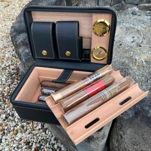 Personalizado 2 capas de madera Pu cuero personalizado cigarros accesorios humidificadores portátil viaje cigarro caso - Product Image 2