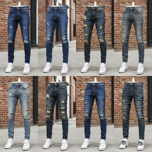 <span class=keywords><strong>Pantaloni</strong></span> Jeans da <span class=keywords><strong>Uomo</strong></span> all'Ingrosso Personalizzati in Stile Giapponese di Tendenza Street, Lavaggio Retro, Larghi a Gamba Dritta - Product Image 2