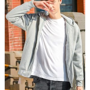 FOXA Men's Winter Sherpa <b>Lined</b> Zip Up Hoodie Sweatshirt Coat Windproof <b>Fleece</b> <b>Jacket</b> Regular Sleeve Gray - Product Image 2