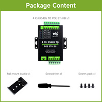 Serveur Ethernet Série 4 Canaux RS485 Waveshare 4-CH vers PoE ETH (B) avec Fonctionnement Indépendant, Passerelle Modbus MQTT B609