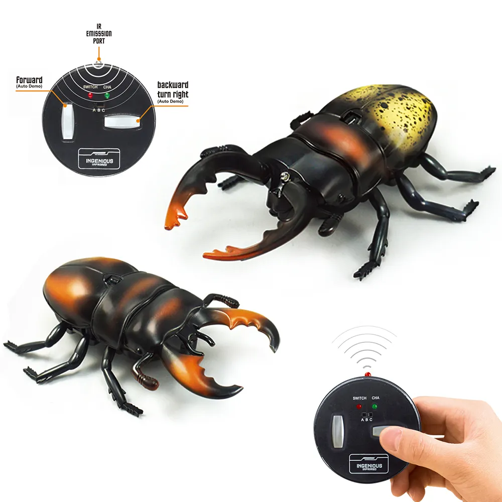 Funny small vivid walking plastic rc infrared control beetle toy 2023