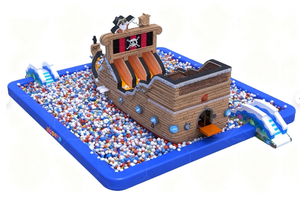 Tobogán Inflable Combinado con Piscina de Pelotas con Diseño de Barco Pirata, Parque Infantil Inflable Comercial con Temática Oceánica para Niños en Interiores - Product Image 5