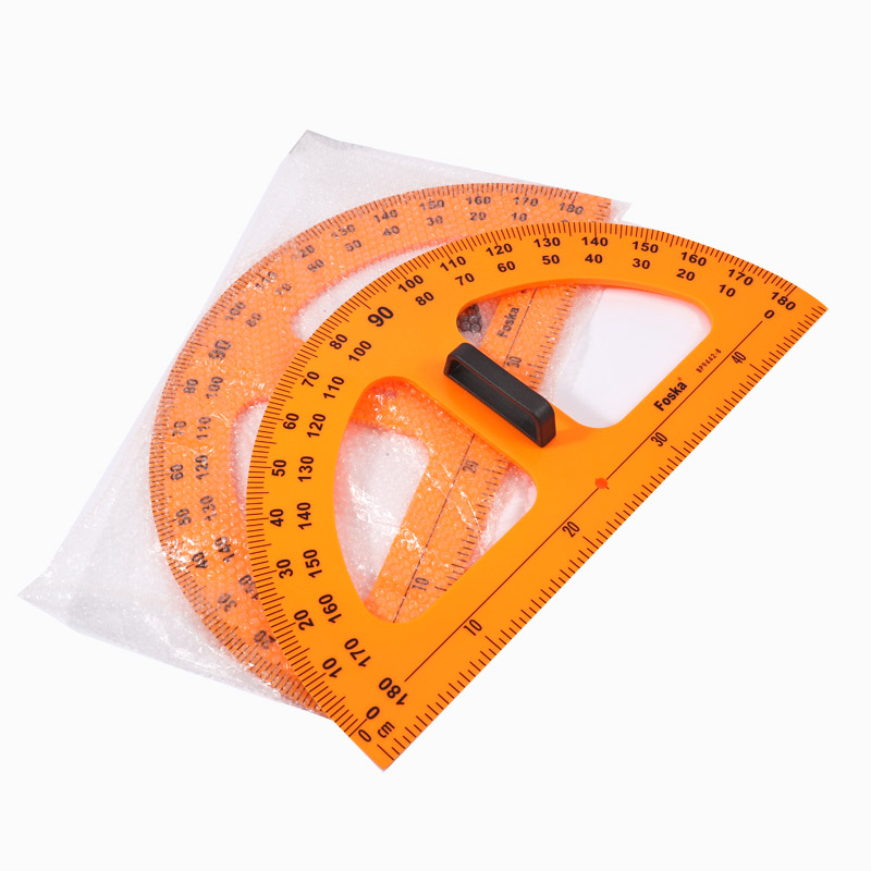 Foska School Supplies Wholesale Plastic Triangle Board Set Half Circle Math Classroom Teaching Protractor with Removable Handle