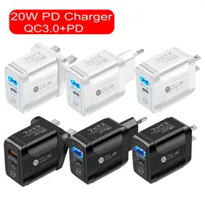 PD 20w Super Charge Dual Port Usb Wall Charger USBC QC 3.0 Fast Charger EU US Plug Wall Charger A+C For Samsung