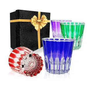 Whiskey Glass Set Of 4 Colored Whisky Glasses Sparkling Creative Drinking Whiskey Glass Family Gift Set For Home