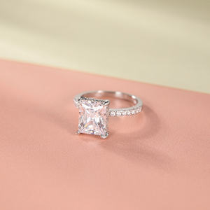 Somen 4CT anillo de cobre de las mujeres corte radiante de compromiso Zirconia cúbico boda banda CZ promesa anillo aniversario anillo tamaño 3-12 - Product Image 3