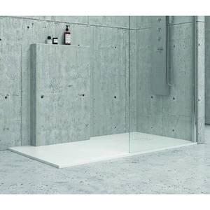 Receveur de douche carré blanc 80x120 cm Kamalu marbre artificiel effet pierre pour salle de douche - Product Image 1