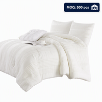 Ensemble de couette d'hiver en jacquard tissé blanc capitonné, housse de couette en microfibre texturée, pour la maison et l'hôtel