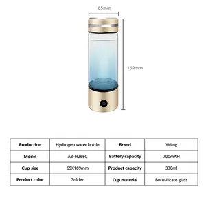 2024 PEM SPE Technology Portable Hydrogen Water Bottle Rechargeable Hydrogen Water Ionizer Machine Men Women Home Office Travel