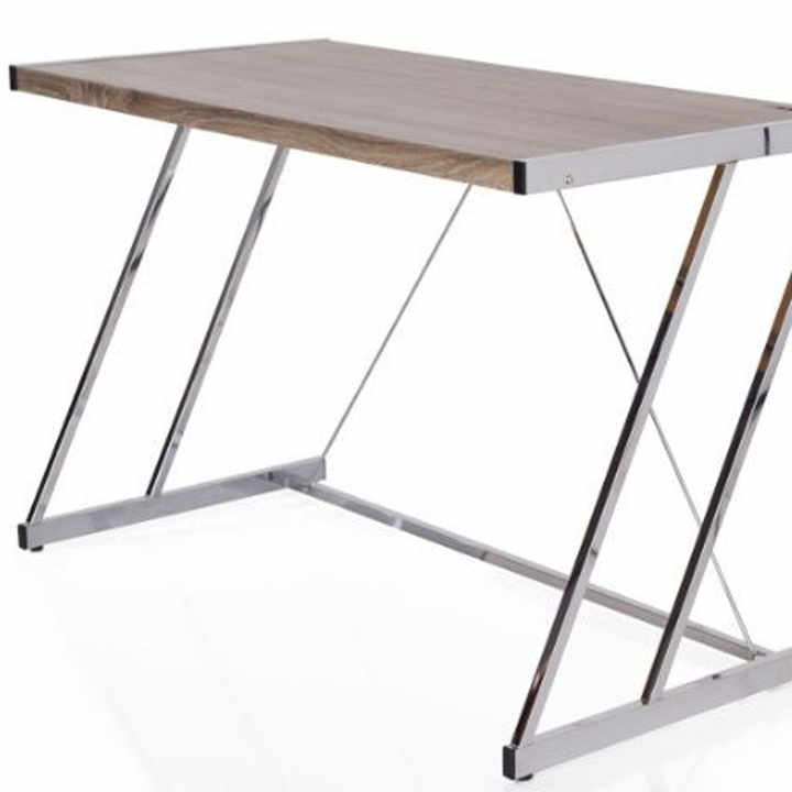 HMS 47\" Brown and Silver Metallic Secretary Desk Elegant Computer Desk with Stylish Finish