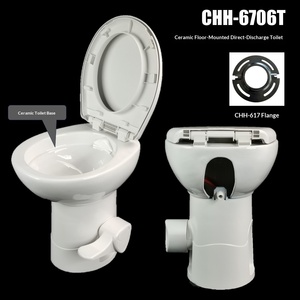 Toilette RV à chasse directe en émail plastique, monobloc, à poser au sol - Product Image 1