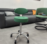 Nouveau salon de beauté personnalisable vert salon de coiffure avec dossier chaise technicien tabouret cheval Pommeled tabouret chaise en cuir