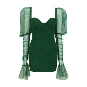 Vestido de Club de manga larga verde de alta calidad para mujeres Mini Vestido corto ajustado - Product Image 1