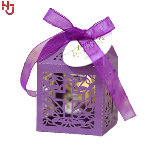 Boîte de faveur de baptême coupe au laser boîte à bonbons en croix avec des rubans pour la décoration de fête de mariage décoration de table pour la douche de bébé chrétienne - Product Image 1