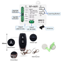 Interrupteur de télécommande universel sans fil WIFI Tuya 433 MHz, DC 5V 48V 2 canaux 10A, récepteur de relais sec pour porte de garage LED