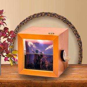 Handmade Custom Memory Flip Photo Album Craft <b>Cube</b> Wooden Box 8 Pages With <b>Light</b> - Product Image 2