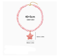 Collar con Colgante de Estrella de Mar de Cerámica Turquesa Natural Irregular de Alta Calidad, en Acero Inoxidable, para Mujer