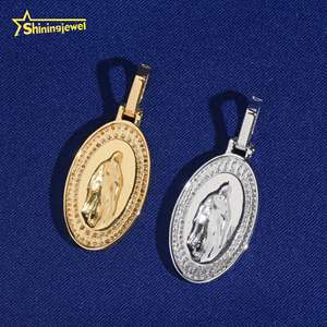 จี้เพชรโมอิสซาไนต์เงินแท้ 925 แบบฮิปฮอป ไม่มีภาษีศุลกากรจากคลังสินค้าสหรัฐอเมริกา ผ่านการทดสอบเพชร  จี้ซานตา มาเรีย - Product Image 6