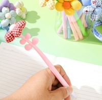 Nouveau stylo créatif en tissu à fleurs neutres - Petites fleurs colorées mignonnes - Stylo musical à hochet - Stylo signature