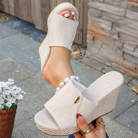 Tongs ouvertes pour femmes, à semelle épaisse, idéales pour l'extérieur, style européen, chaussures de plage