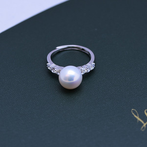 Bague en argent S925 avec six zircons incrustés, 9-10 mm, blanc, eau douce, simplicité, forte brillance, faibles défauts, élégante - Product Image 5