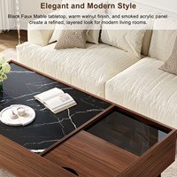 Maßgefertigter Holz-Tee- und Kaffeetisch mit Rauchglas-Schublade, Stilvolles Akzentmöbel für Apartment, Lounge und Studio