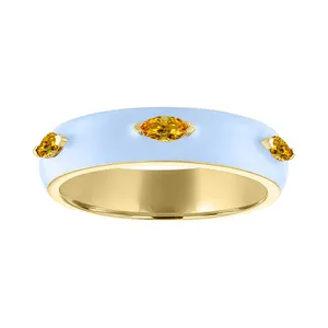 Anello Gemnel in Argento 925 Stile Semplice con Zirconia Cubica Lucida e Smalto per Donna Gioiello a Taglio Marquise - Product Image 1