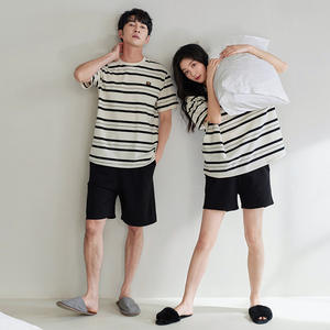 <span class=keywords><strong>Pijamas</strong></span> de Verano de Manga Corta para Parejas [Cool Sense], Algodón, Rayas, Conjunto para Hombre y Mujer, Venta al Por Mayor - Product Image 4