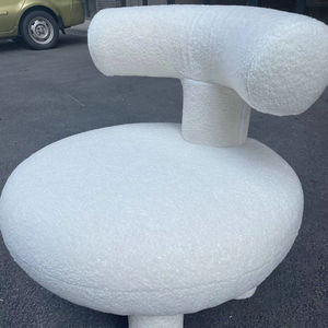 Fauteuil Engel Olga en tissu Teddy moderne et créatif pour chambre à coucher, fauteuil en velours d'agneau pour hôtel - Product Image 4