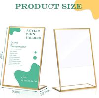 Support de signalisation moderne en acrylique transparent à bords dorés en forme de L pour table, sur pied, pour affichage publicitaire de boissons de mariage