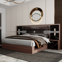 Ensemble de meubles de chambre à coucher de luxe royal pour hôtel, comprenant une armoire et un lit king size en bois massif, style américain