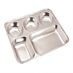 Bandeja de compartimiento de acero inoxidable, compartimento de acero inoxidable para rotura y comer rápido, novedad - Product Image 1