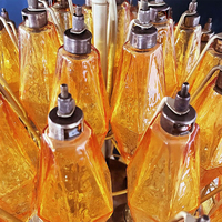 Luminaire suspendu en verre ambré taillé à la main de style vintage français avec cadre électroplaqué pour villa, salle à manger, salon, hôtel
