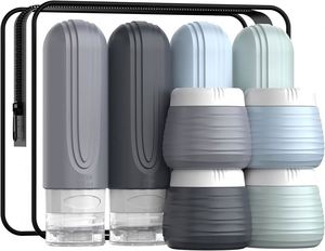 Ensemble de flacons de toilette en silicone de 90 ml avec logo personnalisé, approuvé, anti-fuite, format voyage, kit de recharge avec pot de 50 ml - Product Image 1