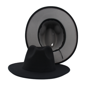 60 colores al por mayor 2021 primavera Otoño Invierno dos tonos Unisex <span class=keywords><strong>Fedora</strong></span> sombreros de ala ancha mujeres hombres Panamá sombrero - Product Image 3