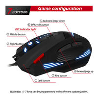 ZELOTES Mouse Gaming dengan kabel optik, Mouse T-60 USB Backlit 7-tombol ergonomis dapat diprogram