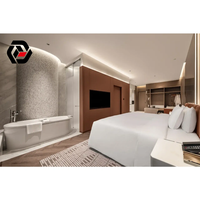 Suite de chambre d'hôtel complète sur mesure avec lit, armoire et fenêtre pleine hauteur, style moderne 5 étoiles, fabriquée directement par le fabricant de Foshan