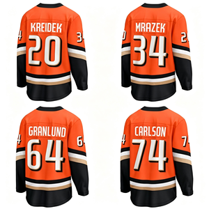 Großhandel Wärmeübertragungsbedrucktes 100% Polyester Atmungsaktives Kurzarm Unisex Erwachsenen Anaheim Ducks Eishockey-Trikot # 20 Chris Kreider - Product Image 1