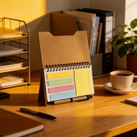 Carnet spirale multifonctionnel avec notes adhésives colorées et stylo, fournitures scolaires pour l'étude