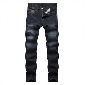 Custom Men's Fashion Black Denim Breathable Slim Fit Jeans Cross-pants High Quality OEM Mid Waist Unbranded <b>Hip</b> Hop Solid Washed - Product Image 3