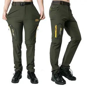 Detachable Mens Tactical Pants Multiple Pocket Elasticity Camping Hiking Pants Men Summer Thin Quick Dry Waterproof Cargo Pants