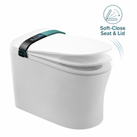WC intelligent certifié CE avec buse autonettoyante automatique, capteur de pied, chasse d'eau à jet siphonique, cuvette allongée et télécommande