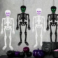 Décorations de fête d'Halloween transfrontalières : Ornements suspendus squelettes en papier scintillant pour la fête des fantômes et la maison hantée